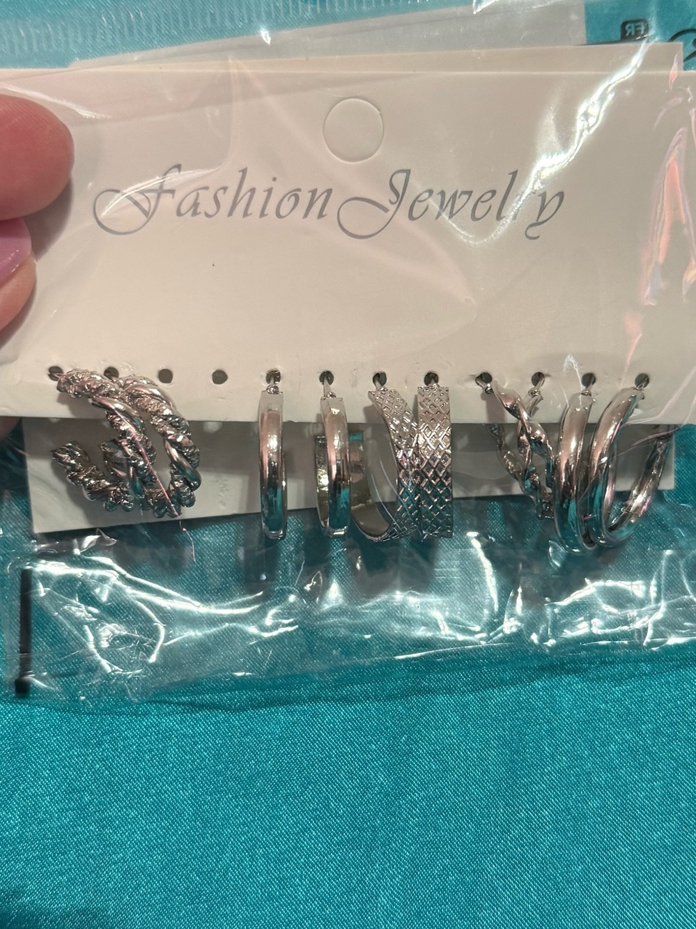 Fashion Jewelry Silver Tone Earring Set - 5 Pairs Lot S